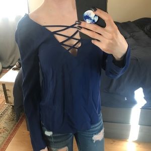 Long sleeve cross front top